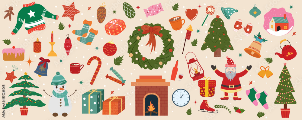 Naklejka premium wintertime for Merry Christmas and Happy New Year seasonal greetings holiday background