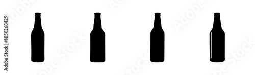 Four black bottle silhouettes arranged in a row against a plain white background image view