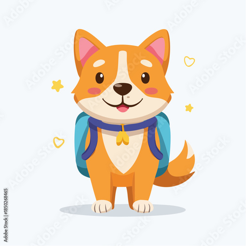 Adventurous canine companion ready for travel with backpack