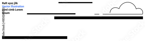 Graphic design, minimal backgrounds, abstract concepts, modern art, layout templates, creative projects. Black horizontal lines and a cloud on white. Graphic design and abstract concepts art