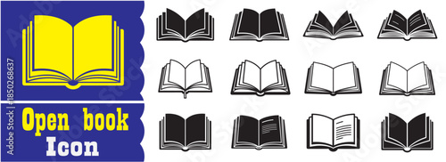 Set of Open book icon, Open book vector collection