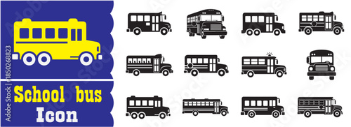 Set of School bus icon, School bus vector collection