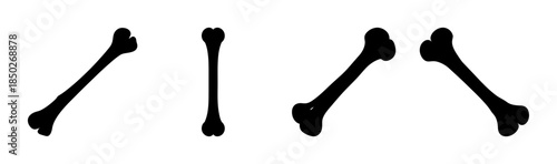 A graphic representation of four abstract black shapes arranged in a symmetrical pattern on white