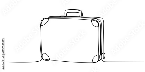Continuous line drawing of a briefcase, minimalist vector art for business and career, One line drawing of business briefcase or handbag. Minimal clean design. Continuous line art vector for office.
