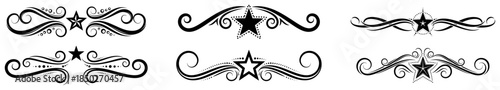 Set of decorative calligraphic text dividers and borders with stars