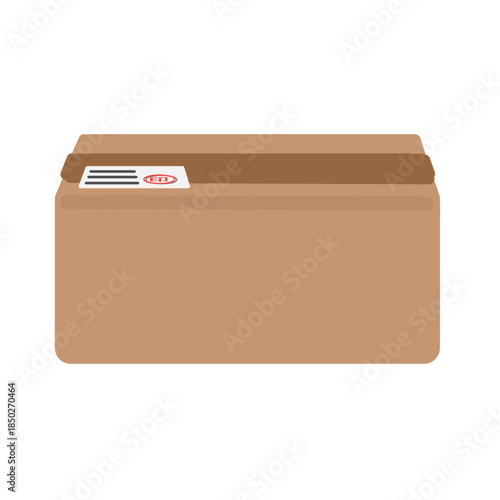 段ボール箱と送り状（伝票）　イラスト
