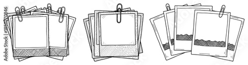 Set of hanging instant photo frames with paper clips