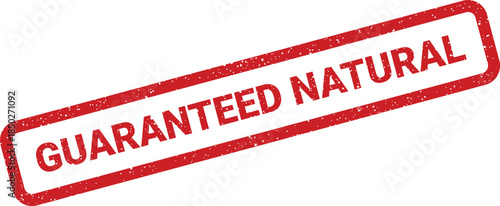 Grunge style guaranteed natural product certification rubber stamp for organic wellness items