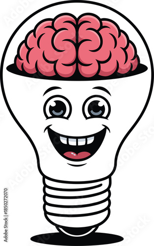 Creative brain lightbulb shows thinking inspiration and idea generation for innovations
