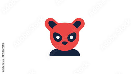 Stunning red panda face logo on black background for branding