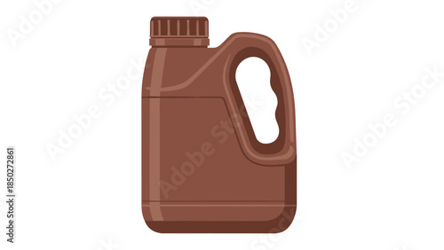 Simple brown plastic jug with an integrated handle, ideal for storing and carrying various liquids securely and conveniently.