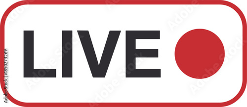Red and White Live Streaming Button Icon video broadcast