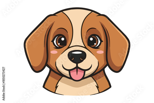 Charming cartoon beagle puppy head with endearing large eyes and pink cheeks