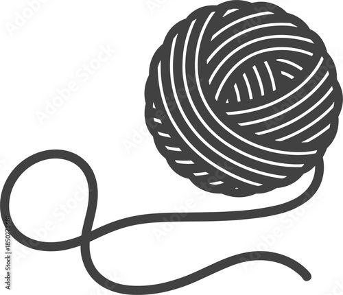 Stylized Ball of Yarn with Unraveling Thread Icon wool knitting