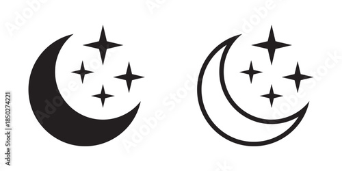 Moon and Star Icons Set for Nighttime and Celestial Design