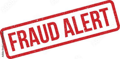 Grungy rectangular stamp featuring the text FRAUD ALERT for security and warning purposes on documents