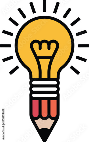 Creative Lightbulb Pencil Shape Idea Innovation Thinking Solution Representing Concept