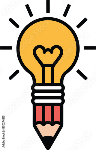 Creative Lightbulb Pencil Shape Idea Representing Innovation Thinking Concept and Solution