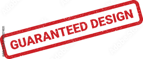 Grungy red rectangular stamp indicating a commitment to quality design on a creative symbol banner