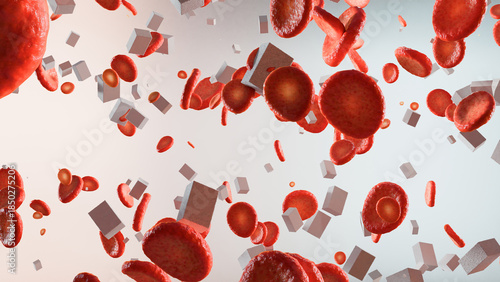 Cuadro en lienzo 3D Diabetes Blood Sugar Animation: Glucose Fasting Levels, 4K Rendering