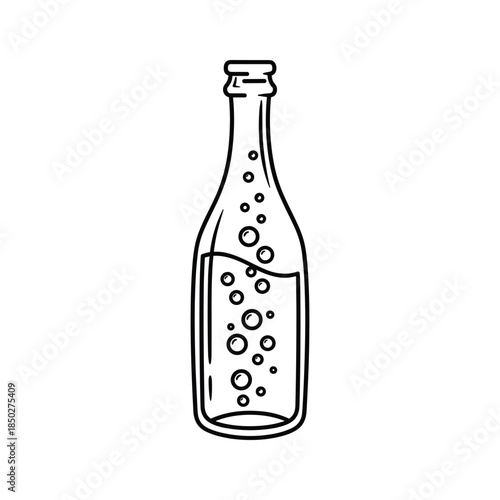 Glass bottle with bubbles inside