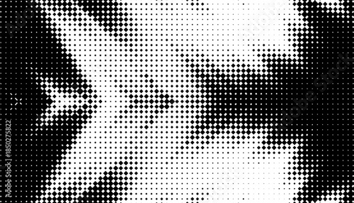 Black and white abstract halftone pattern with smooth transition effect with sharp arrows shape for sporty background and jersey design. Vector Format Illustration 