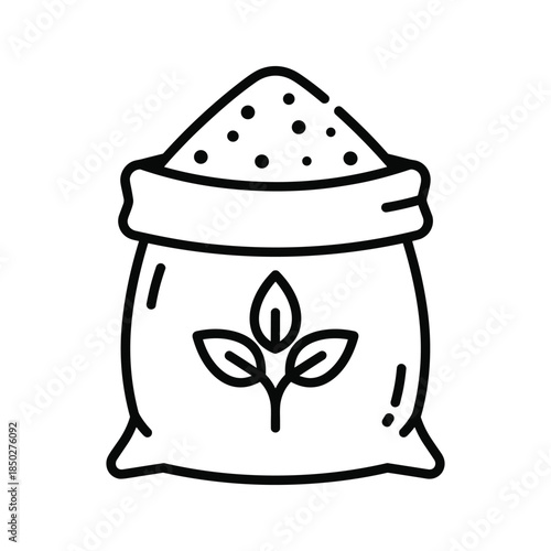Grain sack icon black white simple