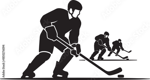 hockey player and puck