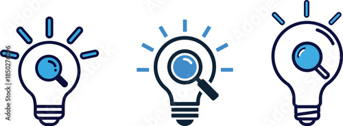 Magnifying Glass Lightbulb for Creative Ideas Searching Research and Problem Solving Innovation