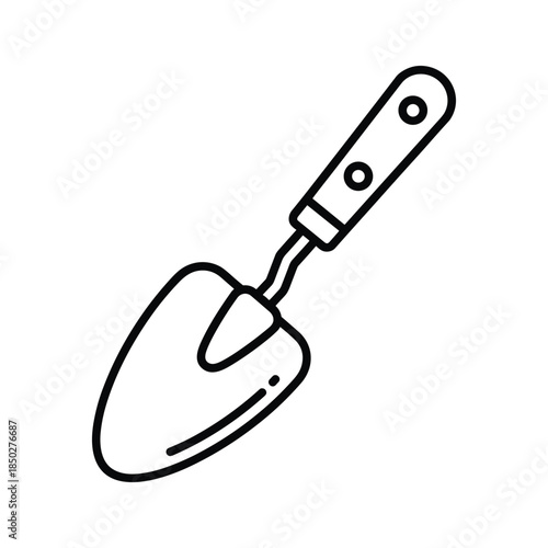 Gardening Trowel Icon Simple Line Drawing