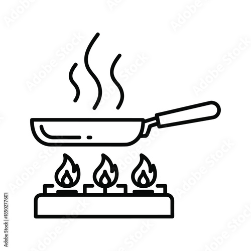 Frying Pan on Stove with Flames