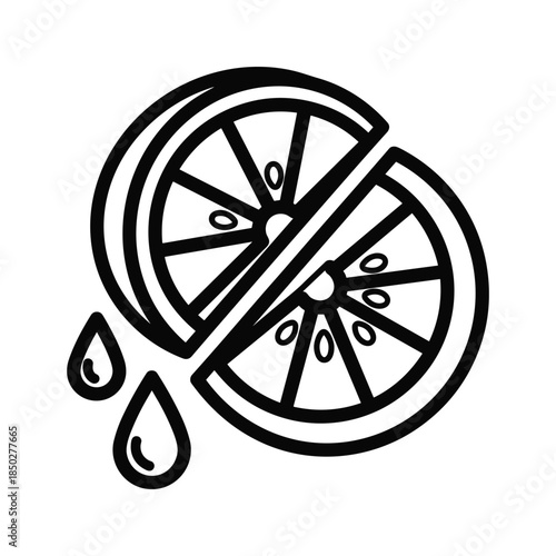 Lemon slice illustration black white