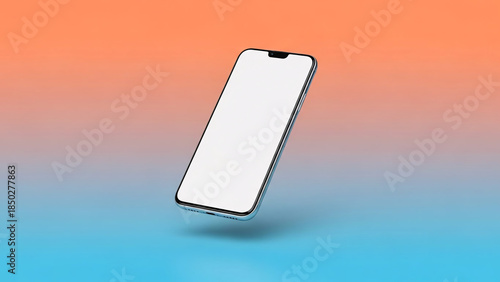 Smartphone Mockup Featuring Blank Display on Vibrant Color Gradient Background