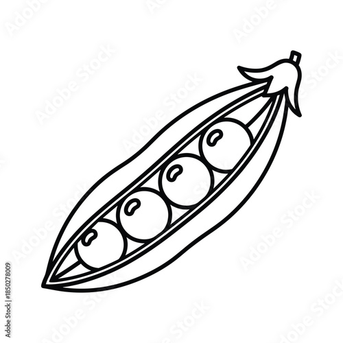 Peas in pod simple black line drawing