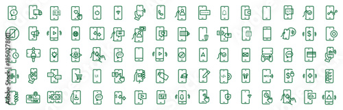 Smartphone icon set. Editable line icons. Vector illustration.