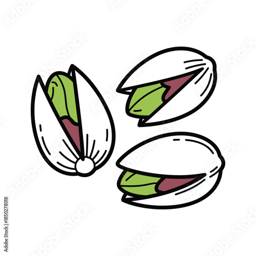 Pistachio Nuts Cracked Open Cartoon Illustration