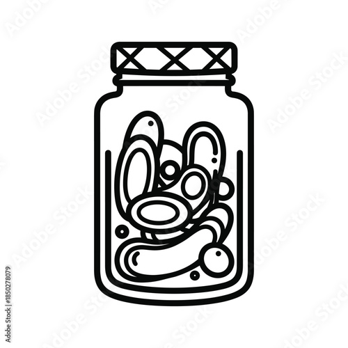 Pickles in a jar line icon