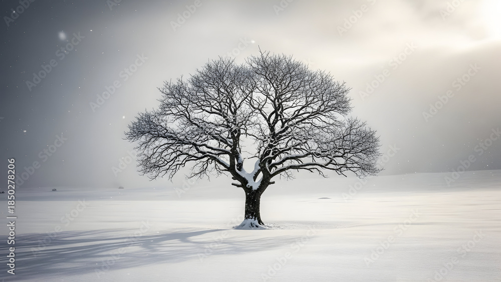 Fototapeta premium Winter Tree in Minimal Landscape