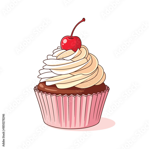 Chocolate Cupcake with Cherry on Top