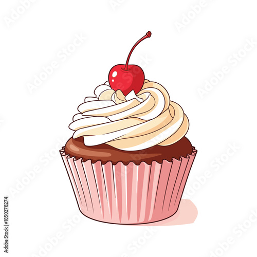 Chocolate Cupcake with Cherry on Top