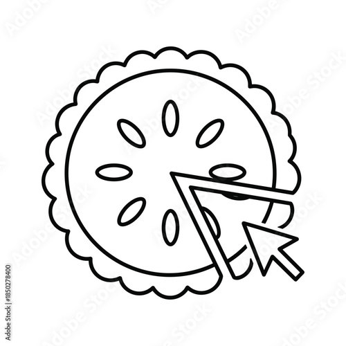 Black and white pie chart with arrow icon