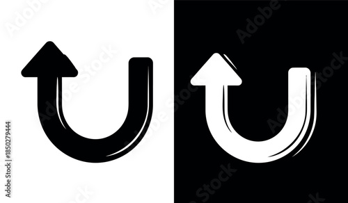 Reversal arrows pointing upward in black and white