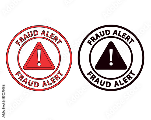Fraud alert stamps or icons, red and black, vector illustration