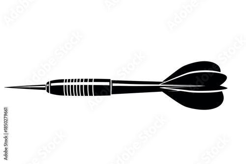 A black and white image of a dart