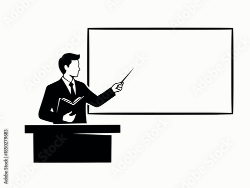 Businessman giving presentation in front of a whiteboard