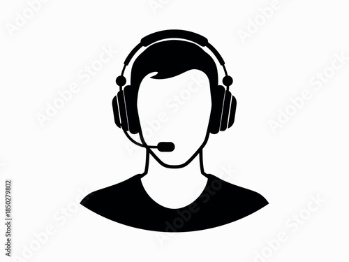 Customer service representative wearing headset icon
