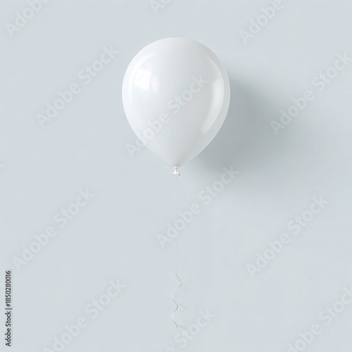 Single white balloon isolated on white background