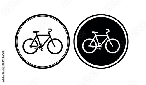 Bicycle lane signs and traffic symbols illustration