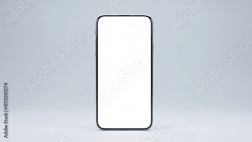 Modern Smartphone Mockup with Blank White Display on Neutral Gray Background