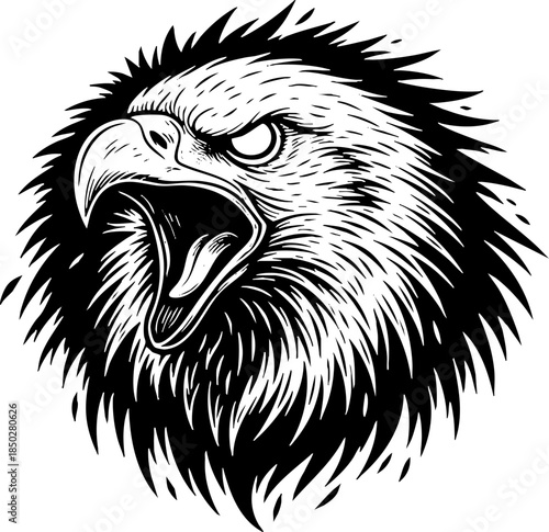Screaming Wild Eagle Mascot Vintage Style Illustration